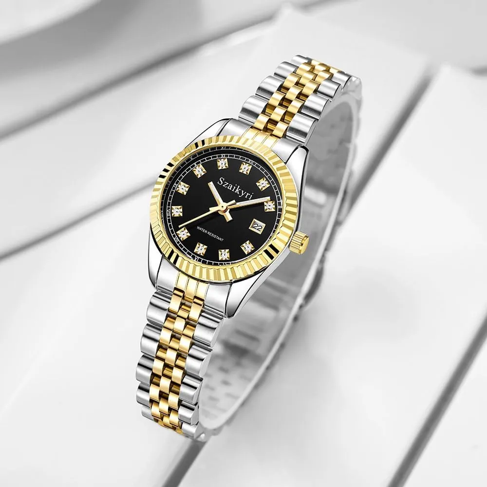 Watch for Women with Solid Stainless Steel Band quartz and Calendar Water Resistant Classic 