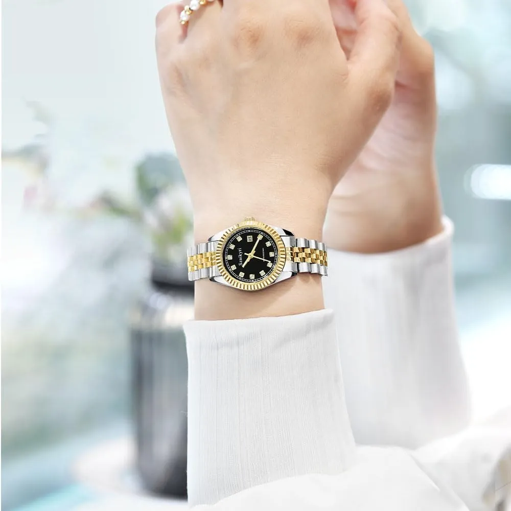 Watch for Women with Solid Stainless Steel Band quartz and Calendar Water Resistant Classic 