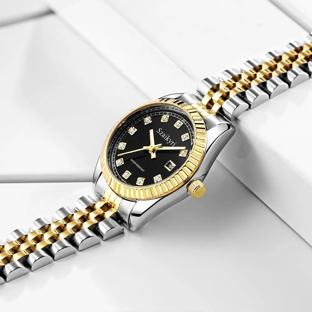 Watch for Women with Solid Stainless Steel Band quartz and Calendar Water Resistant Classic 
