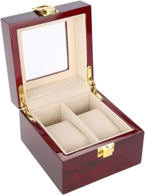 Watch Holder Watch Display Box for Watches Jewelry ZJchao Wooden Watch Holder Organizer 2 Grids Wristwatch Display Case Storage Box Wristwatch feeling Holder Watch Case 