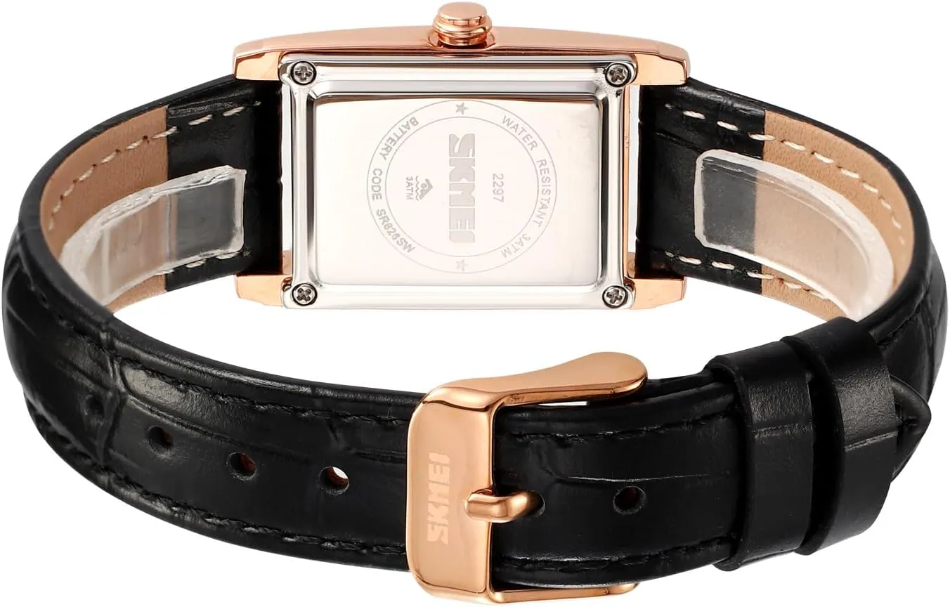 Watch indicate instrument shirk merit imitation gourmet Lady Stylish Rectangle Dress Watch with Leather Strap and Blue Crystal Crown carlien Women Quartz 