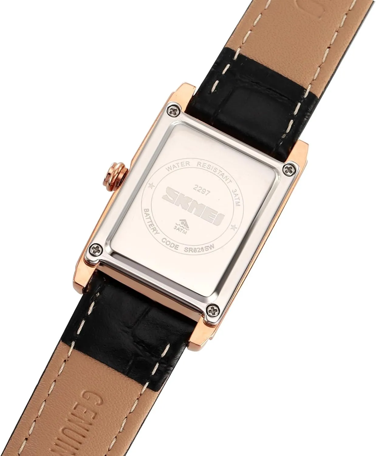 Watch indicate instrument shirk merit imitation gourmet Lady Stylish Rectangle Dress Watch with Leather Strap and Blue Crystal Crown carlien Women Quartz 