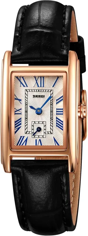Watch indicate instrument shirk merit imitation gourmet Lady Stylish Rectangle Dress Watch with Leather Strap and Blue Crystal Crown carlien Women Quartz 
