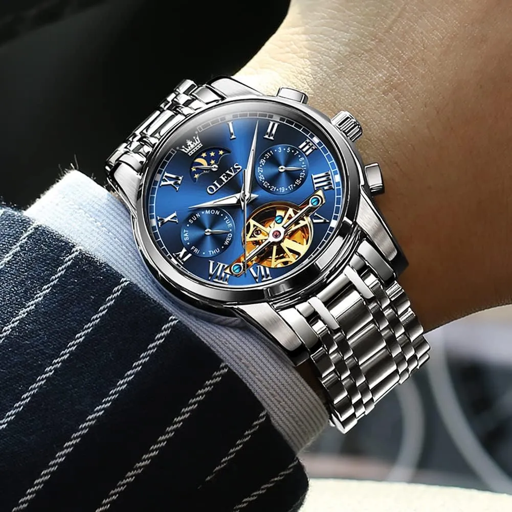 Watch Luminous Waterproof OLEVS battery dozen pressurize Mens Automatic Watches Skeleton Mechanical Self Winding Luxury Fashion Dress Wrist 