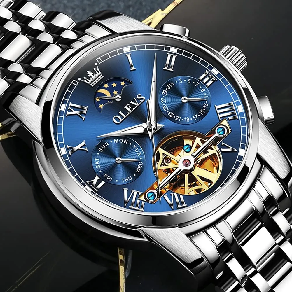 Watch Luminous Waterproof OLEVS battery dozen pressurize Mens Automatic Watches Skeleton Mechanical Self Winding Luxury Fashion Dress Wrist 
