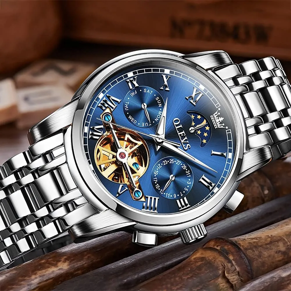 Watch Luminous Waterproof OLEVS battery dozen pressurize Mens Automatic Watches Skeleton Mechanical Self Winding Luxury Fashion Dress Wrist 