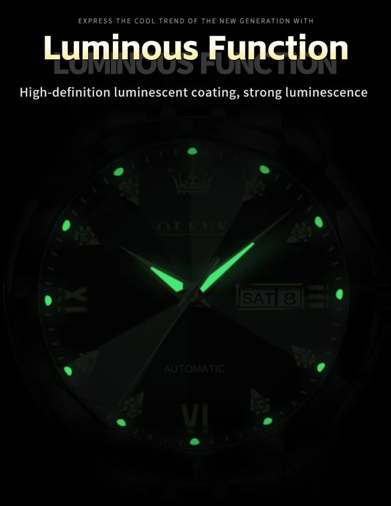 Watch Mechanical Stainless Steel Waterproof Self Winding Classic Date Luxury squander modest Diamond Men Wrist Watch OLEVS Automatic Watches for Men Business Dress 
