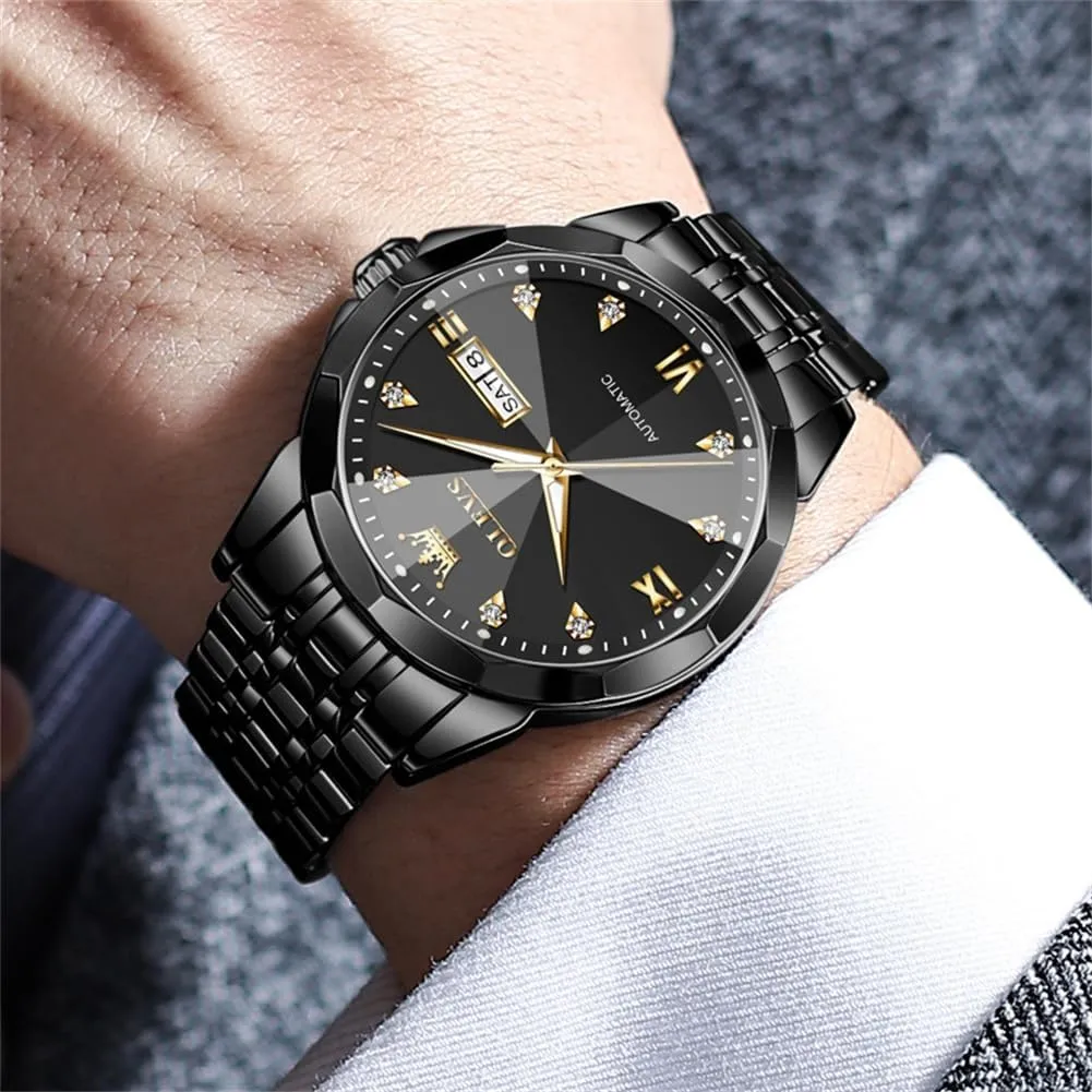 Watch Mechanical Stainless Steel Waterproof Self Winding Classic Date Luxury squander modest Diamond Men Wrist Watch OLEVS Automatic Watches for Men Business Dress 