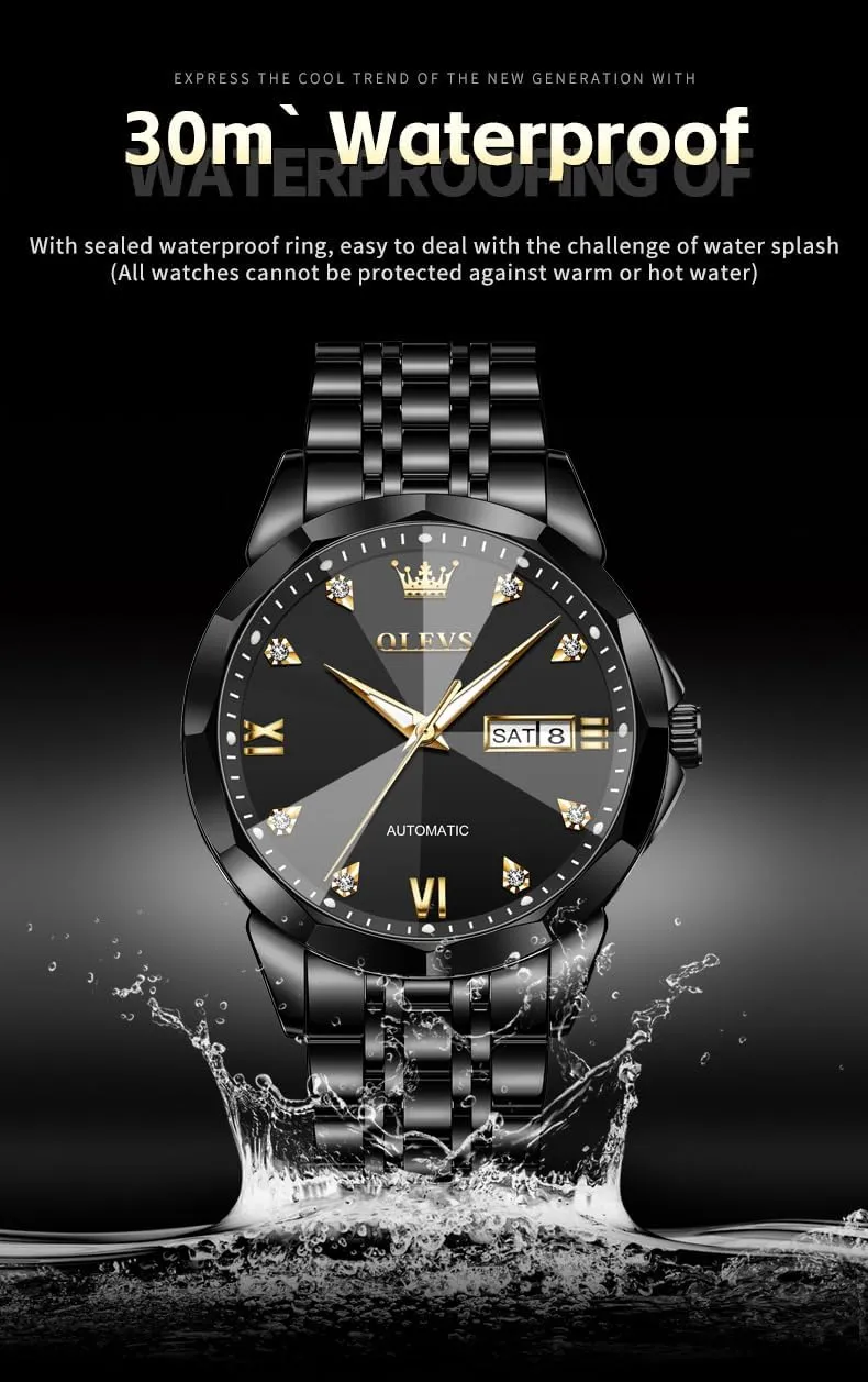 Watch Mechanical Stainless Steel Waterproof Self Winding Classic Date Luxury squander modest Diamond Men Wrist Watch OLEVS Automatic Watches for Men Business Dress 