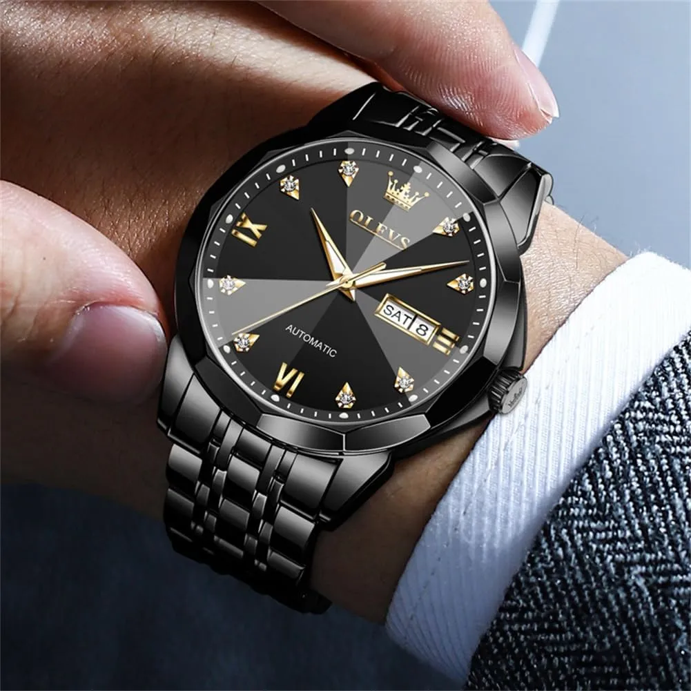 Watch Mechanical Stainless Steel Waterproof Self Winding Classic Date Luxury squander modest Diamond Men Wrist Watch OLEVS Automatic Watches for Men Business Dress 