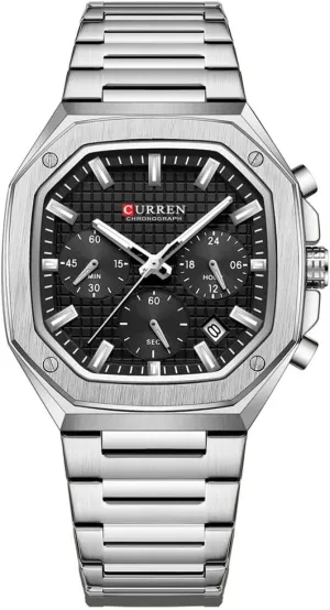 Watch Men Stainless Steel Waterproof Watches 6-Hands Square Watches RNONDRY Luxury Watches for Men Dress office endear Watch Mens Chronograph Analog 