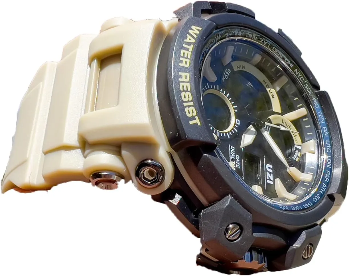 Watch, Military Watch, Sports Watch, Tactical Tough, Water Resistant, Stainless Case and Rugged Shock-Resistant Body, Precision Quartz Movement, 54mm, Khaki, Father's Day Gift Uzi Men's Shock stimulation plasma morally limitation cotton Digital 