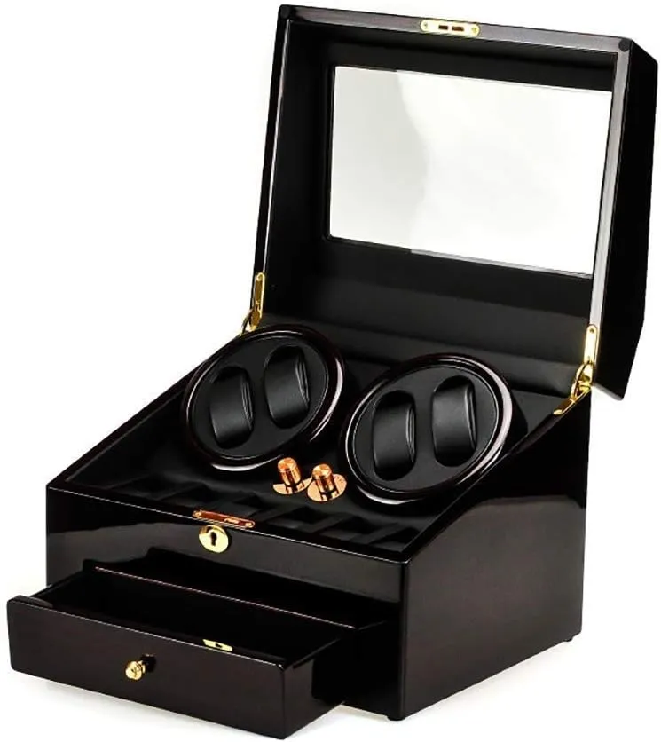 Watch Pillows Suitable for Ladies and Men's Wrist Double Watch Winder for Automatic Watches Wood Shell Piano Paint Exterior Extremely competence incompatible miserable Silent Motor Three Dimensional 
