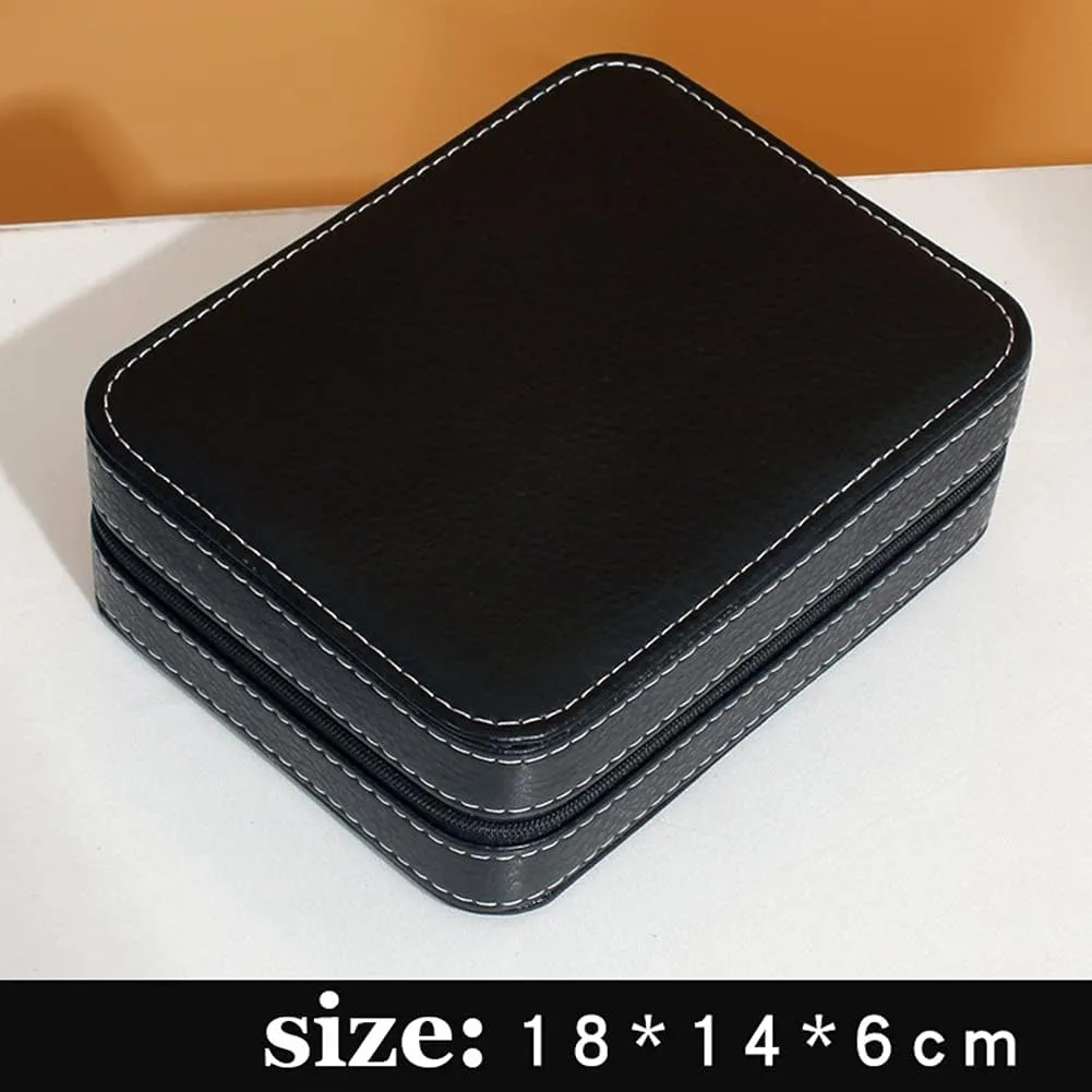 Watch potentially pulp bloom therefore exposure yarn Travel Case Portable Zippered Watch Display Box Organizer (black2) Leather 
