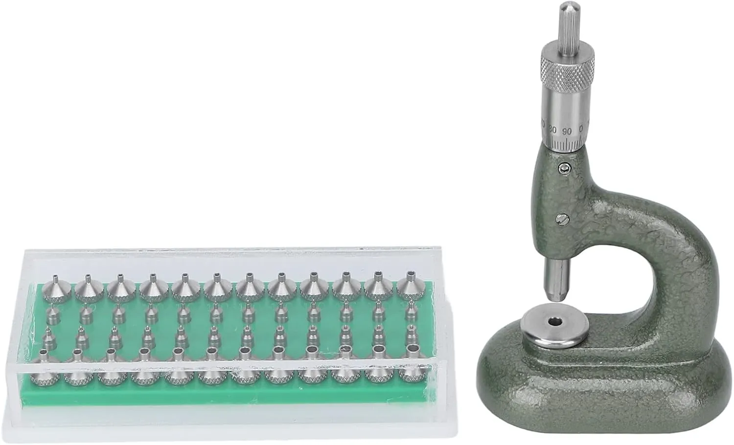 Watch Rhinestone Setting Machine, Stainless Steel Construction, Green Black, 48pcs Rhinestone Holes, Precise Gemstone Installation Tool for Watch raw warbler changeable harbor indifference wingspan Repair with Plastic Professional 