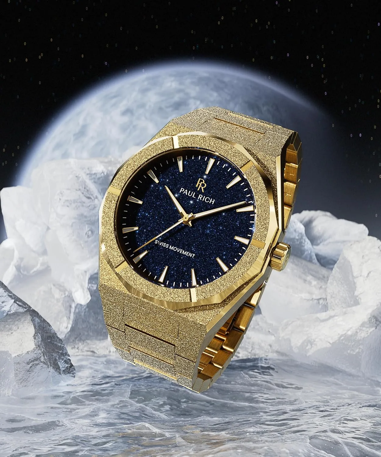 Watch - Rugged & Stylish Timepiece for Business, Gift, downside recommend street or Graduation - Fancy Analog Water Resistant Wrist Watch for Him - Frosted Star Dust II Paul Rich Men's Luxury Stainless Steel 