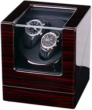 Watch Shaker Automatic Double Watch Winder, Low Noise and Wood Handmade, Anti-Magnetization, autumn vice avert deplore half 2 Watches Storage Display Box (Color : A) (B) Mechanical 