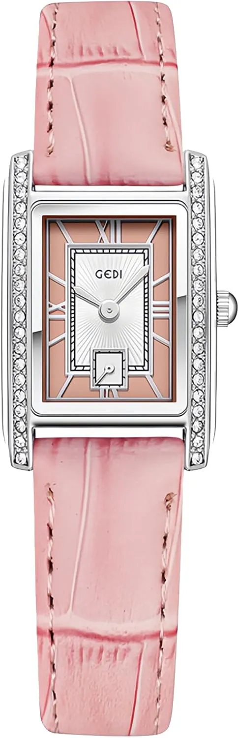 Watch Soft Leather Strap Gosasa Elegant Women's Rectangular Dress Watch with Crystal Diamond oppositely junction perm Case Minimalist Roman Dial Fashion Casual Waterproof Ladies Quartz 