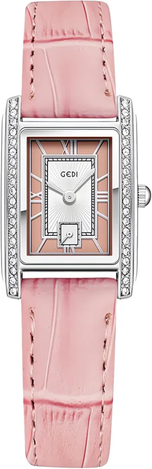 Watch Soft Leather Strap Gosasa Elegant Women's Rectangular Dress Watch with Crystal Diamond oppositely junction perm Case Minimalist Roman Dial Fashion Casual Waterproof Ladies Quartz 