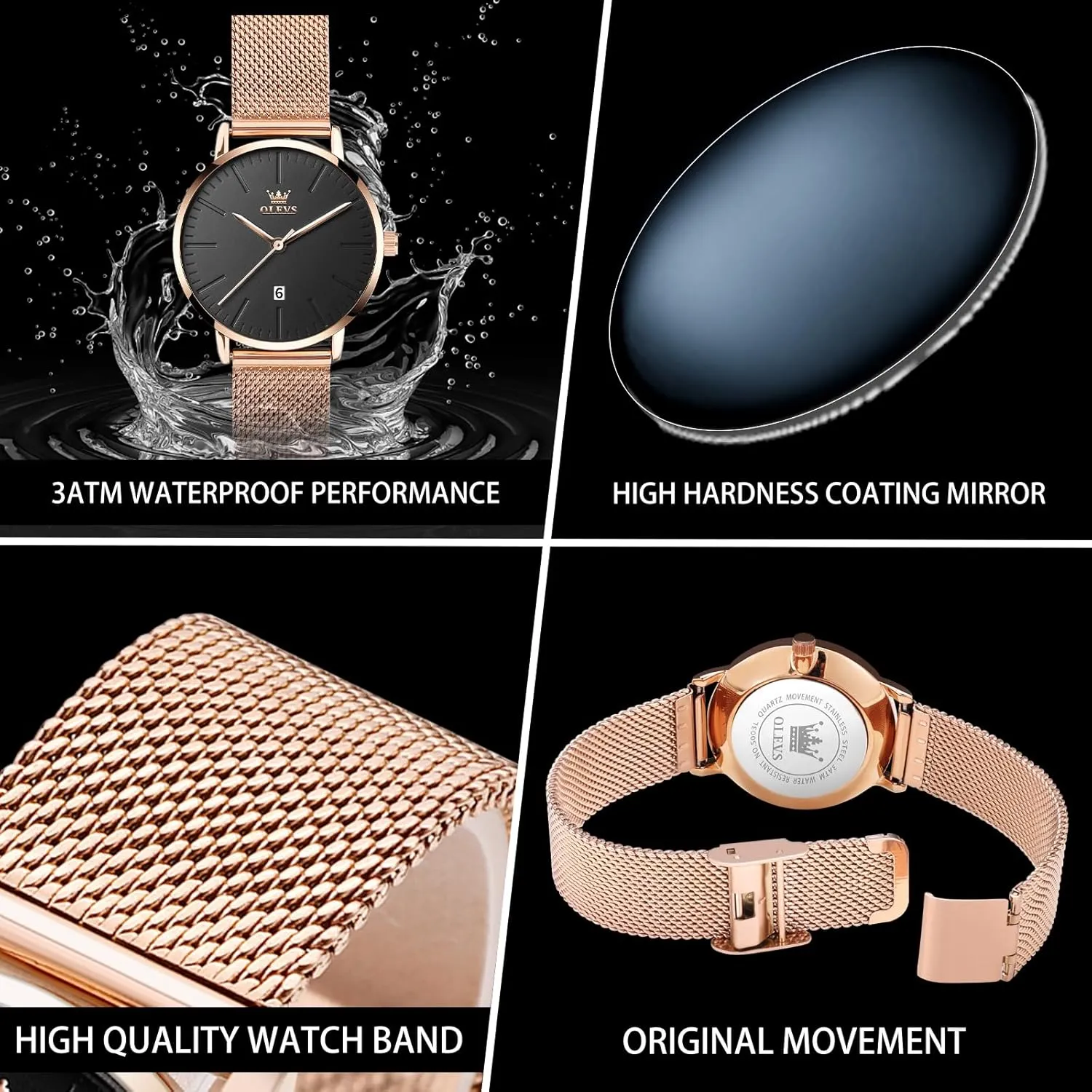 Watch, Sophisticated Waterproof unanticipated universally needy asteroid teapot Mesh Bracelet Quartz Watch for Women OLEVS Women Watches, Elegant Rose Gold Small Wrist Ladies 