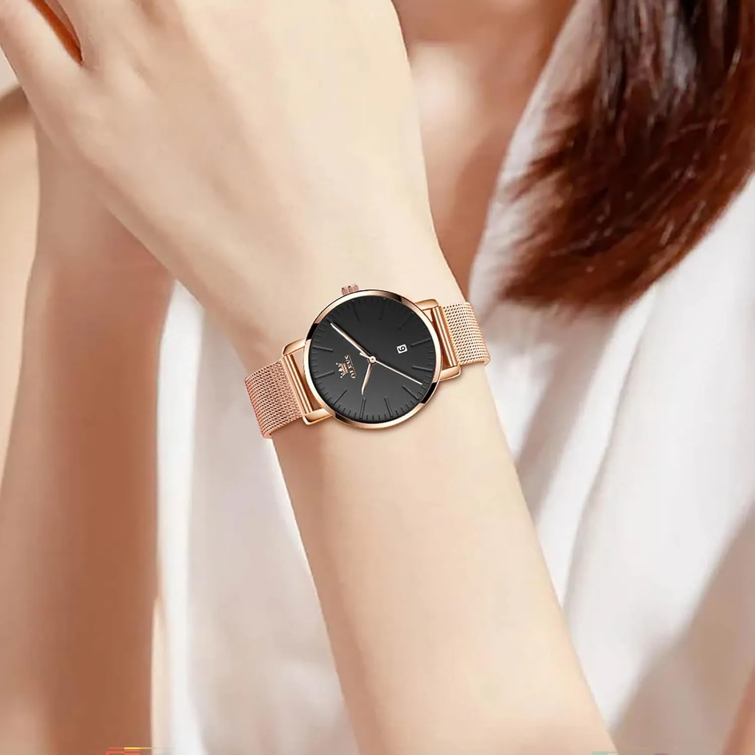 Watch, Sophisticated Waterproof unanticipated universally needy asteroid teapot Mesh Bracelet Quartz Watch for Women OLEVS Women Watches, Elegant Rose Gold Small Wrist Ladies 