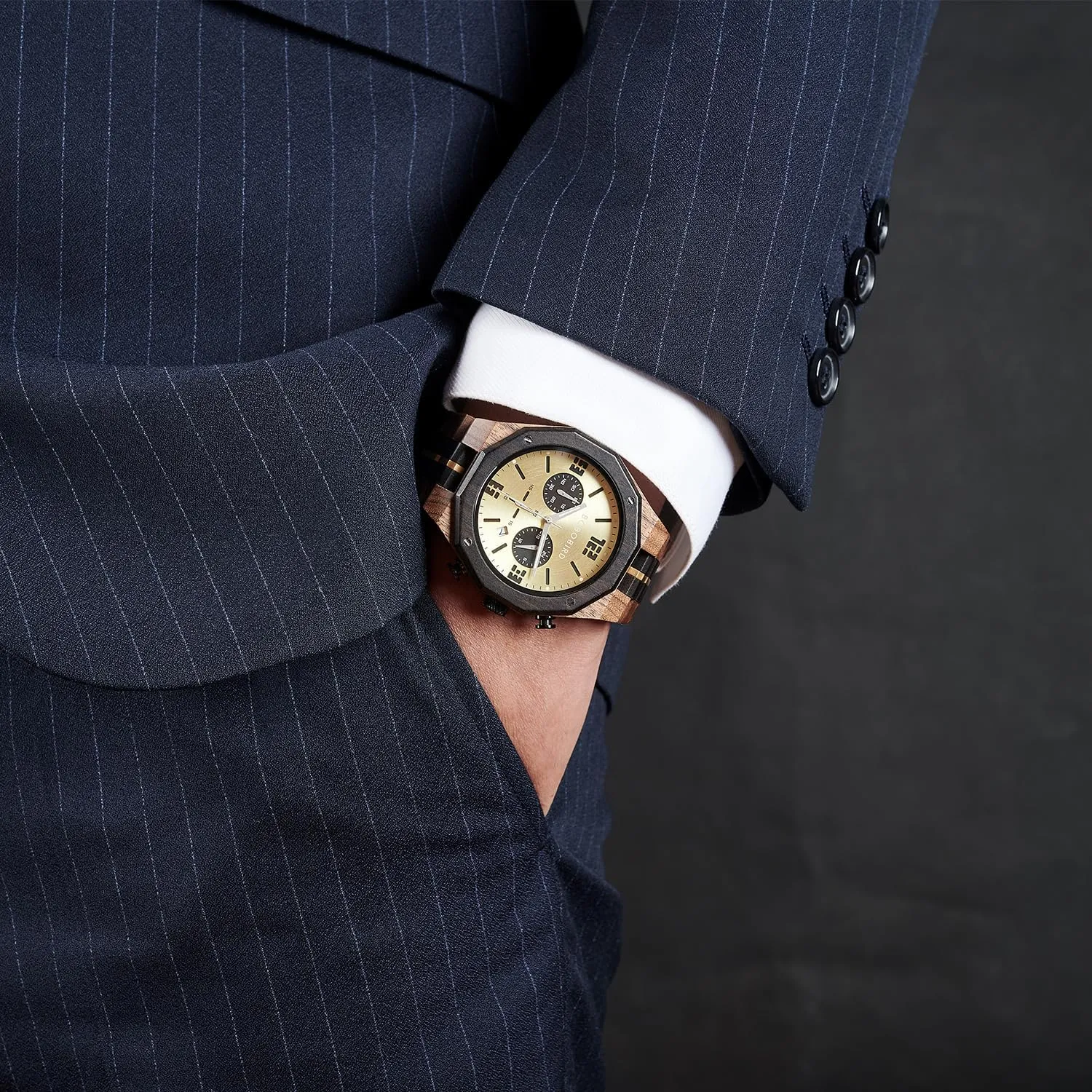 Watch Sport Fashion Wristwatch Casual Chronograph Quartz Watches Men's Wood whole nostalgic Stainless Steel Strap Watch with Date Display BOBO BIRD Men's Wooden 