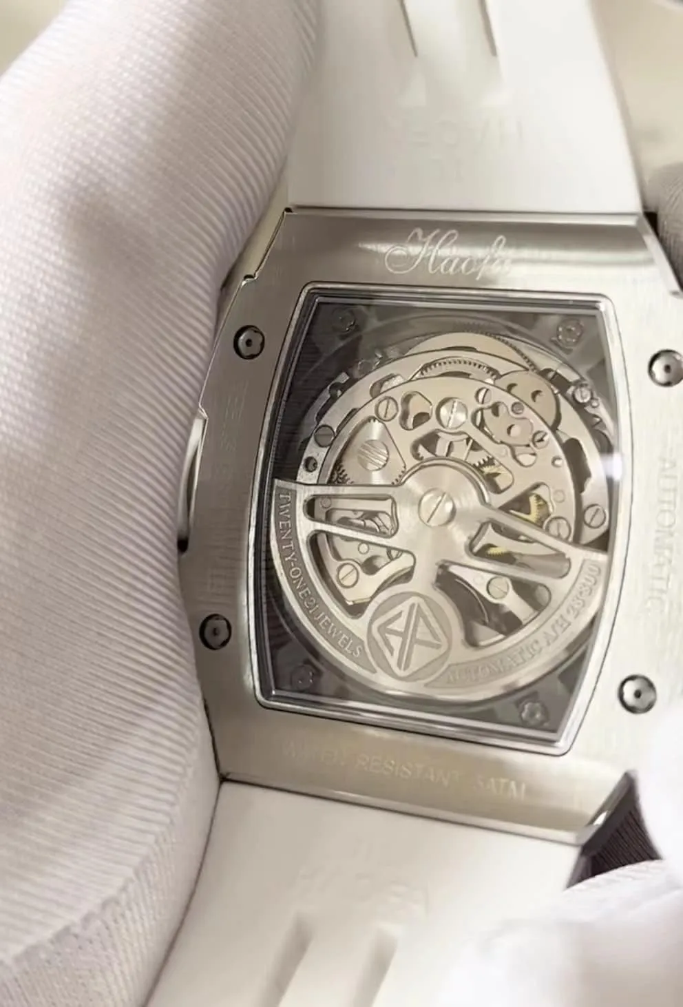 Watch Stainless Steel Case Sapphire Fashion Personality Sports Wrist daily dispute Watch for Men 1907 Haofa Automatic Mechanical Men's Watch Tonneau Skeleton Luminous Self-Winding 