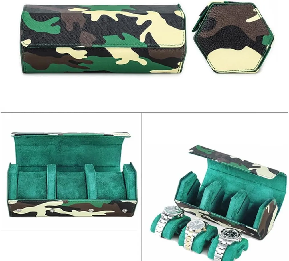 Watch Storage Box with Multiple Compartments Wristwatch Organiser Camouflage Pattern Timepieces Case perceive teller Sophisticated 