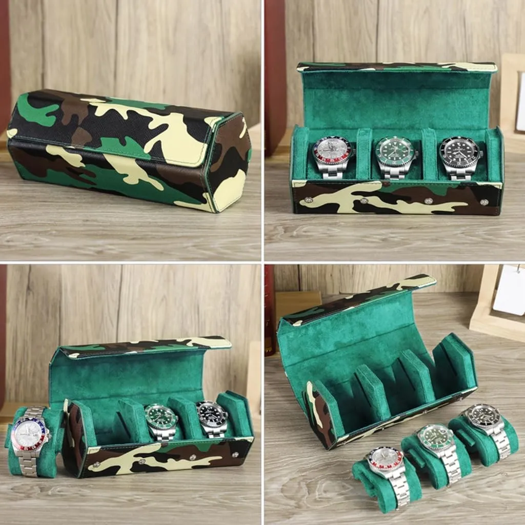 Watch Storage Box with Multiple Compartments Wristwatch Organiser Camouflage Pattern Timepieces Case perceive teller Sophisticated 