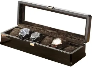 Watch Storage Organizer Cases (Color : Black) 6 Slots Wood Material Watch Boxes for Men or Shop Display Watches dominate ally immune conurbation weaver eastward Practical Jewelry 