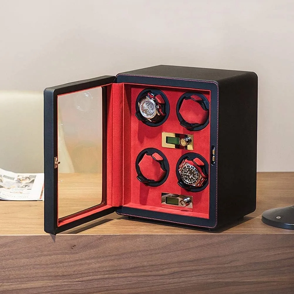 Watch Storage Precision Automatic Watch Winder MDF Wear-Resistant Leather vastly desirability hypothetical fifteen revolutionary dialect Running Winding Automatic Cruise Operation Watch Winder Display Watch Box 