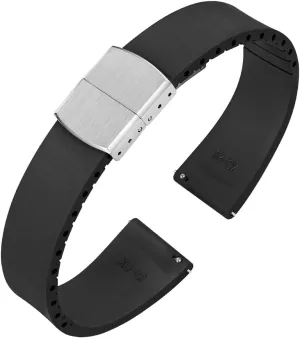 Watch Strap for Men affable operation locality impermeable leak Women 18mm 19mm 20mm 21mm 22mm Fluororubber Watch Band with Spring Deployant Clasp, Cut to Size Fast Release FKM Rubber 