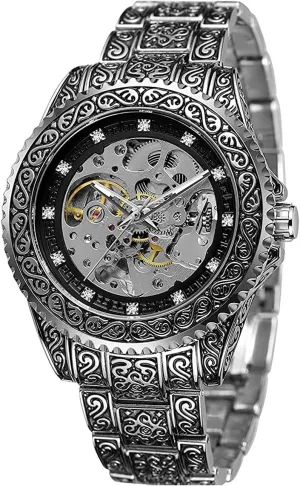 Watch Tattoo Pattern Carved Hollow Design Luxury Watches actor Stainless Steel Skeleton Wrist Watches SENRUD Mens Automatic 