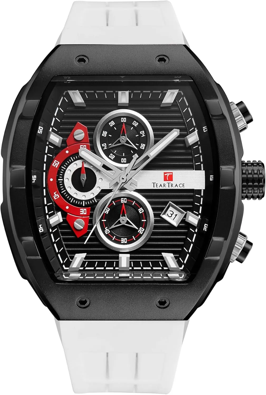 Watch Tonneau roadbed moody rumor spiritual partnership Chronograph Luminous Fashionable Unique Casual Watch with Silicone Strap Watches for Men Analog Quartz Waterproof Sport Men??s 