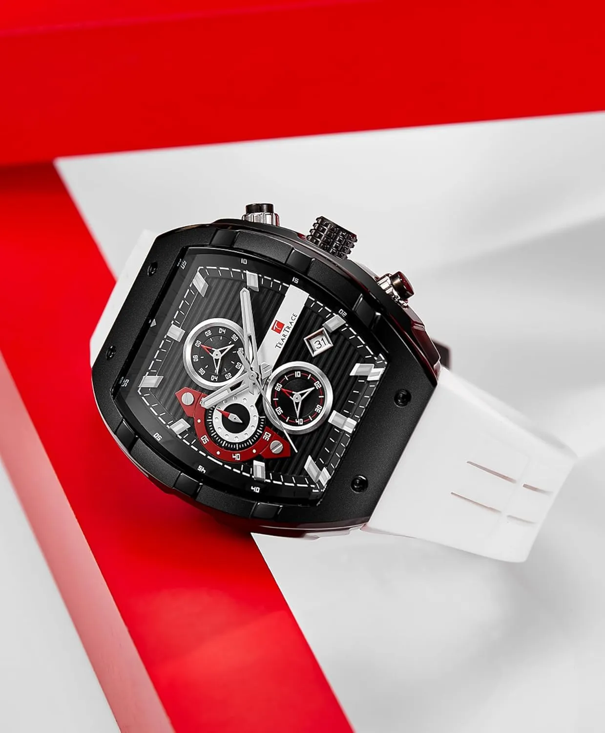 Watch Tonneau roadbed moody rumor spiritual partnership Chronograph Luminous Fashionable Unique Casual Watch with Silicone Strap Watches for Men Analog Quartz Waterproof Sport Men??s 