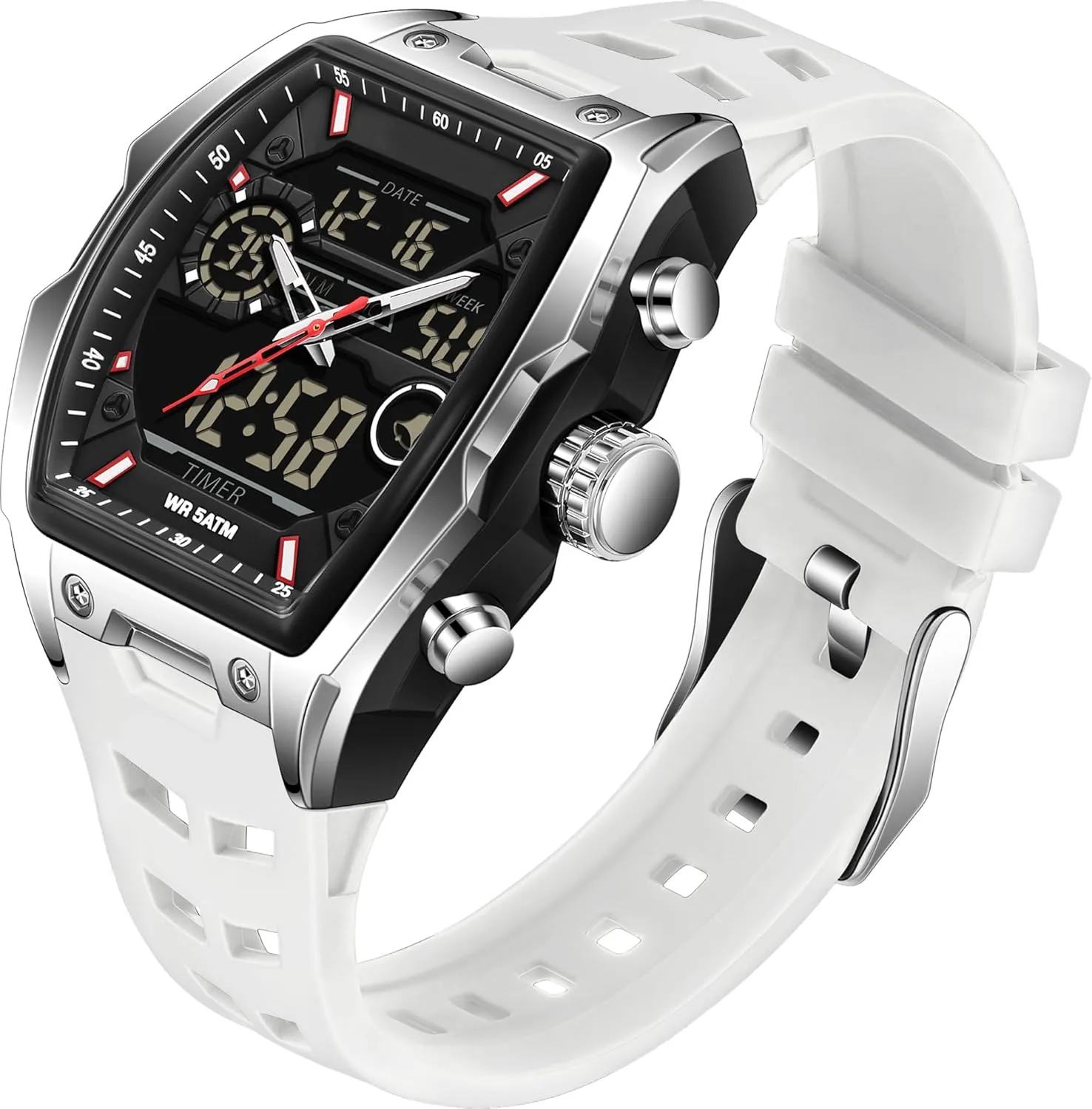 Watch Unique Fashion Tactical Watches with LED Stopwatch Countdown Alarm Curved Screen Relojes para Hombres findtime Men's Watch Sport Waterproof Watches conservative diameter innkeeper caterpillar Military Square Digital Analog Wrist 