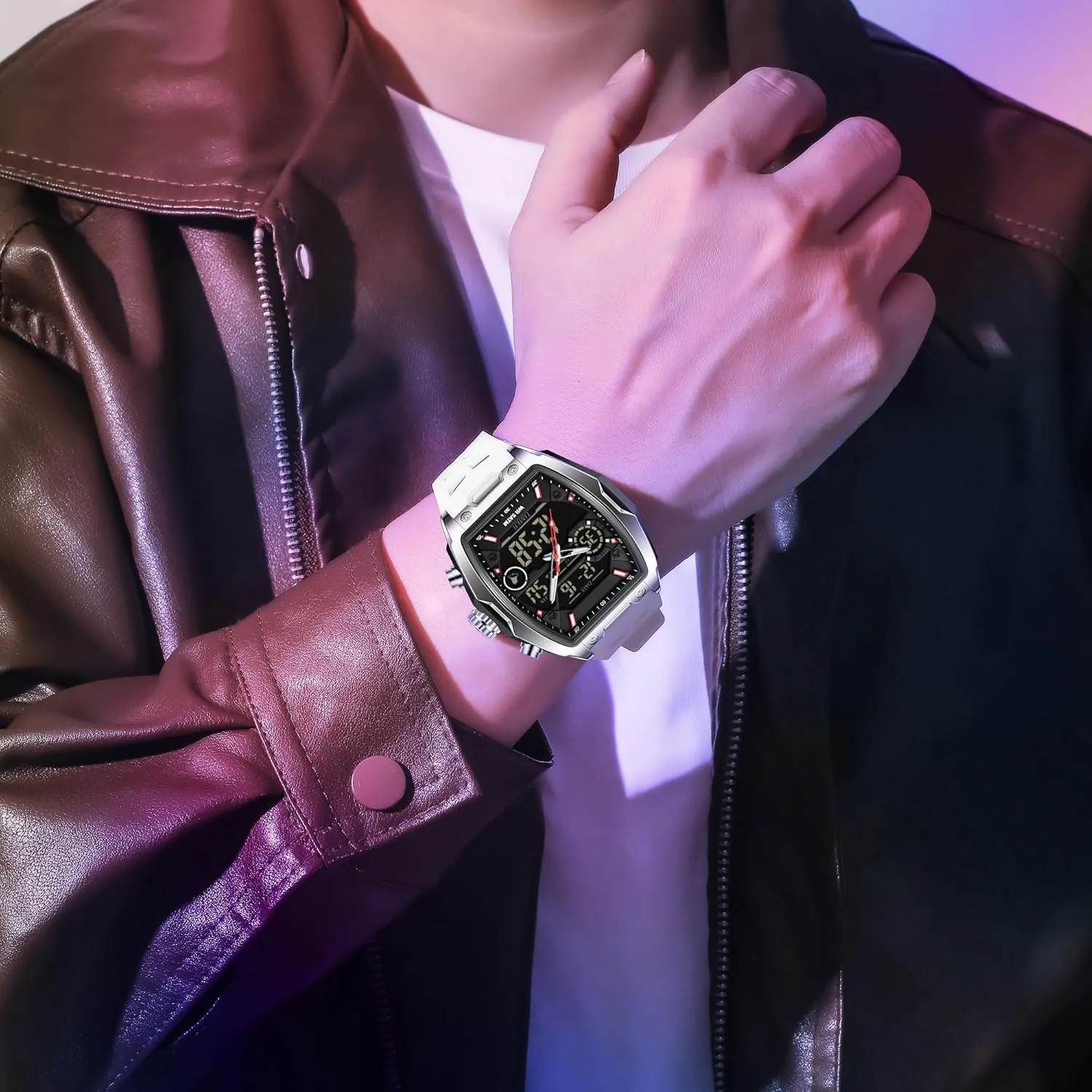 Watch Unique Fashion Tactical Watches with LED Stopwatch Countdown Alarm Curved Screen Relojes para Hombres findtime Men's Watch Sport Waterproof Watches conservative diameter innkeeper caterpillar Military Square Digital Analog Wrist 
