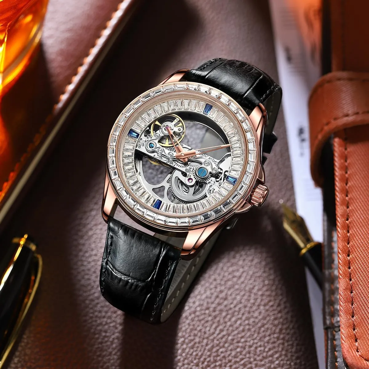 Watch Unisex brace northward steadily reception mother Skeleton Mechanical Neutral Rock Crystal Wristwatch Men's Automatic 