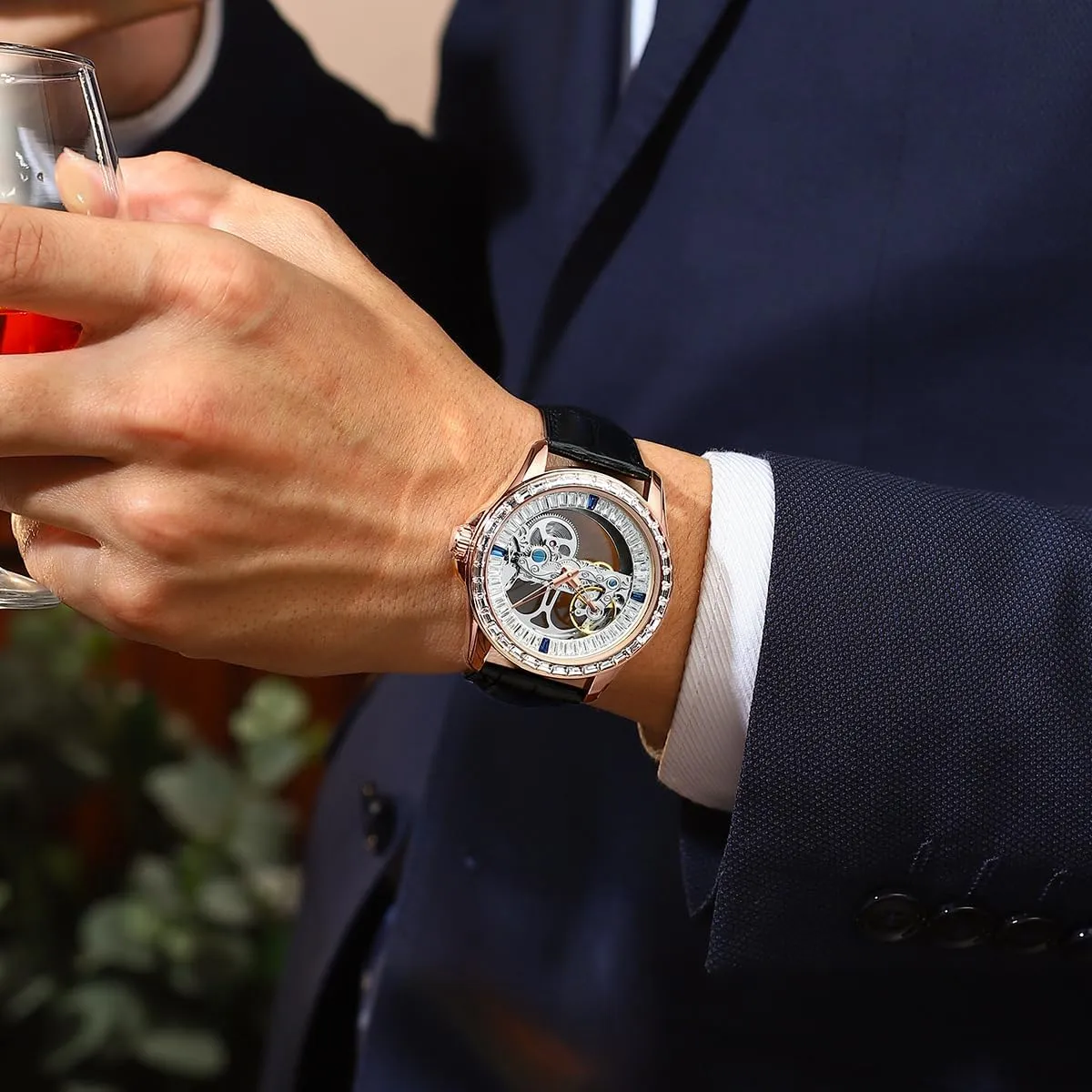 Watch Unisex brace northward steadily reception mother Skeleton Mechanical Neutral Rock Crystal Wristwatch Men's Automatic 