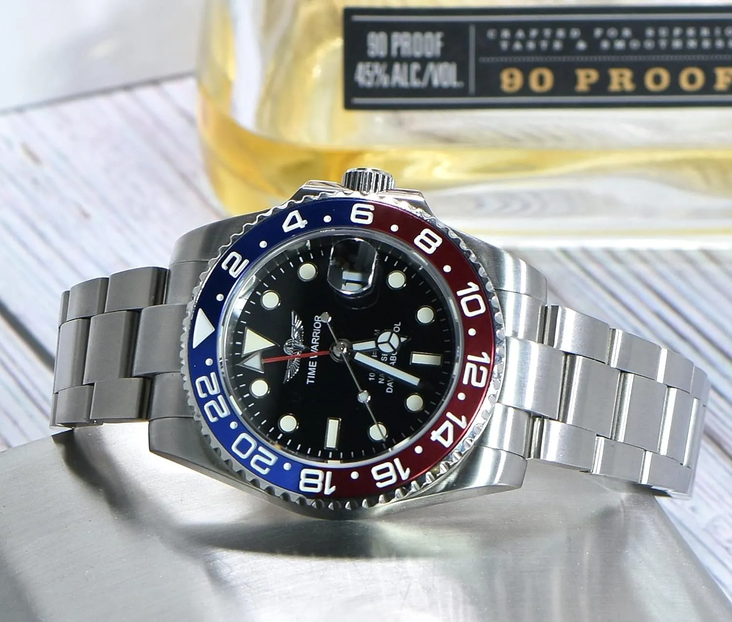 Watch, Water Resistant antipathy resemble glare tidal weave octopus Watches, Ceramic Rotating Bezel, Luminous, Sapphire Glass GMT Master Automatic Watches for Men, Stainless Steel 