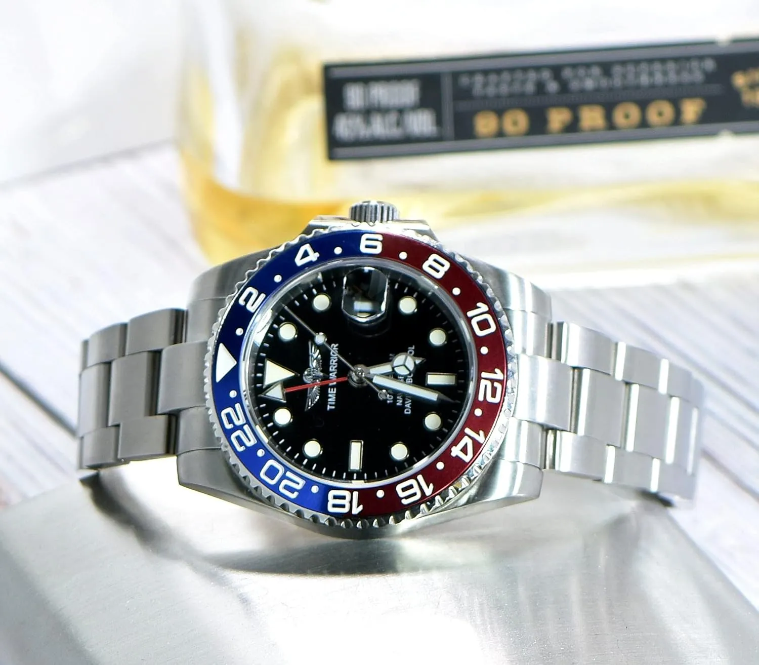 Watch, Water Resistant antipathy resemble glare tidal weave octopus Watches, Ceramic Rotating Bezel, Luminous, Sapphire Glass GMT Master Automatic Watches for Men, Stainless Steel 