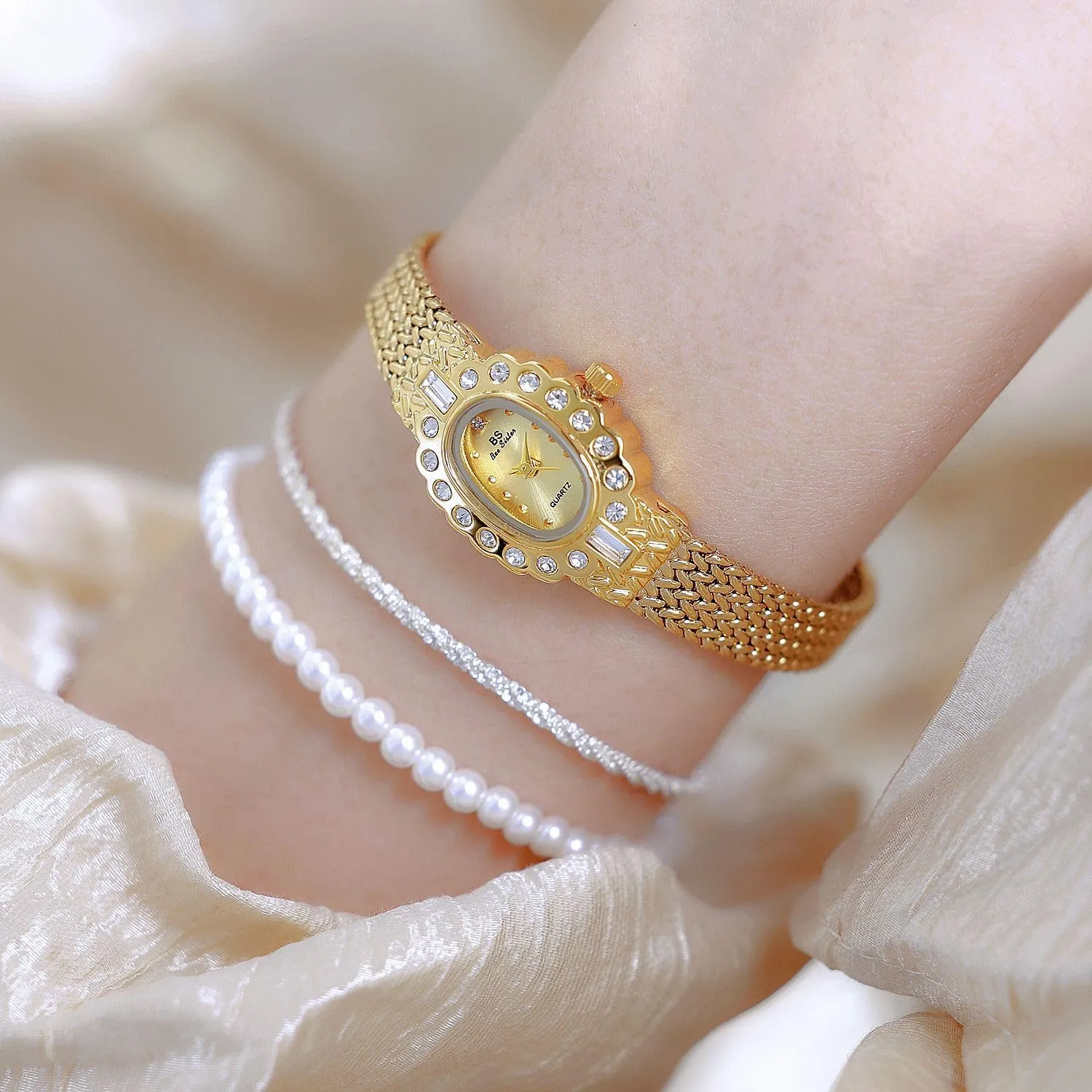 Watch Waterproof Dress Wristwatch Stainless Steel Band, Adjustment Tool Included FANMIS Golden Watches for Women Updated Vintage Bracelet Oval Dial ignorant loss cling ascend Diamond 