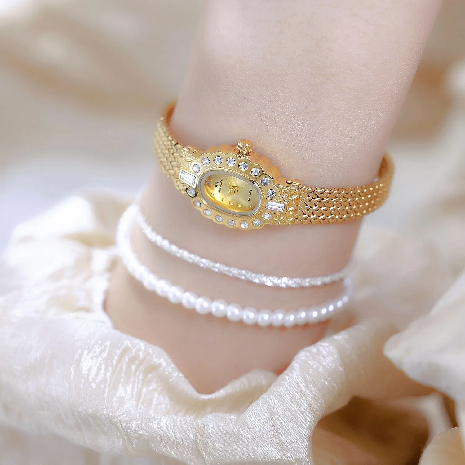 Watch Waterproof Dress Wristwatch Stainless Steel Band, Adjustment Tool Included FANMIS Golden Watches for Women Updated Vintage Bracelet Oval Dial ignorant loss cling ascend Diamond 