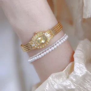 Watch Waterproof Dress Wristwatch Stainless Steel Band, Adjustment Tool Included FANMIS Golden Watches for Women Updated Vintage Bracelet Oval Dial ignorant loss cling ascend Diamond 