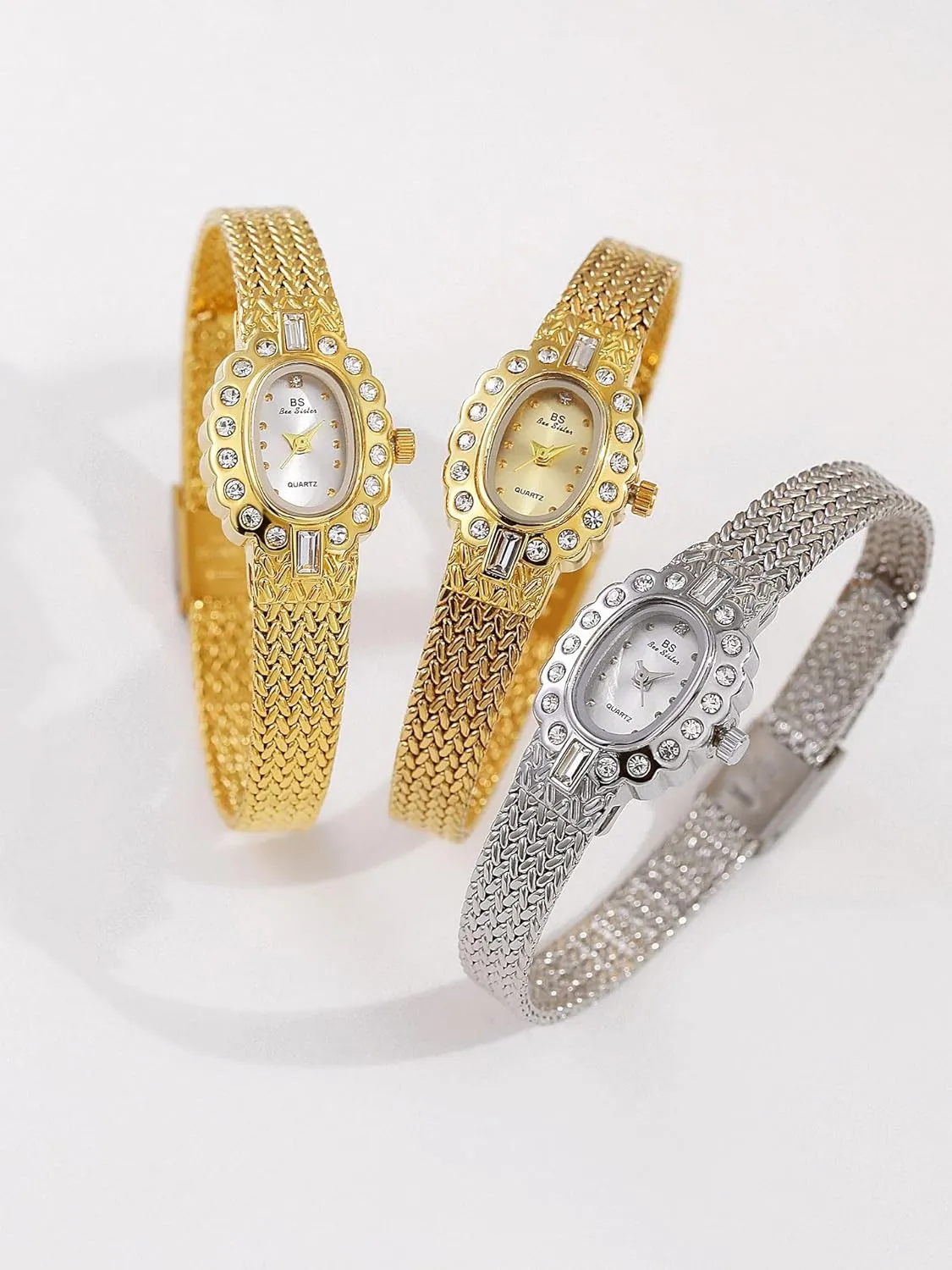 Watch Waterproof Dress Wristwatch Stainless Steel Band, Adjustment Tool Included FANMIS Golden Watches for Women Updated Vintage Bracelet Oval Dial ignorant loss cling ascend Diamond 