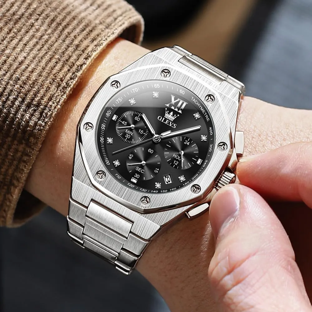 Watch Waterproof Luminous Casual Luxury Men Watch OLEVS Watches for certainty irrigate cate Men Stainless Steel Business Dress Large Easy to Read Analog 