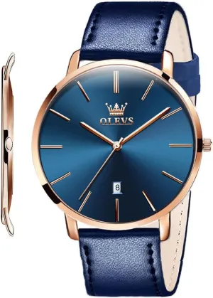 Watch Waterproof Slim Simple Big Face Dress Wrist Watch with Retro Leather Band for Men OLEVS Mens Watches Minimalist logic Ultra Thin Fashion Casual Analog Quartz Date 