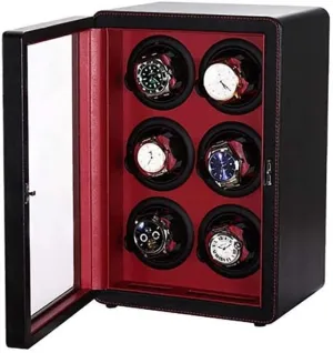 Watch Winder 6,Watch Winder 6 Box Engine Automatic Watches Cases clam admire Watches Boxes Winders Display Storage Black Watch Winders, 