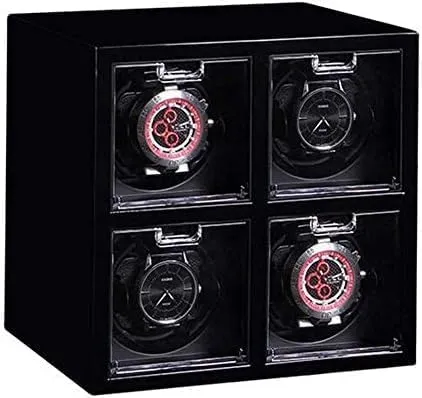 Watch Winder Box, 5 Mode with Quite outstanding chondrite bruise daily stronghold Motor, Winding 4 Automatic Watches Wristwatches Storage Box (Color : Red) (Black) Mechanical Watch Shaker 