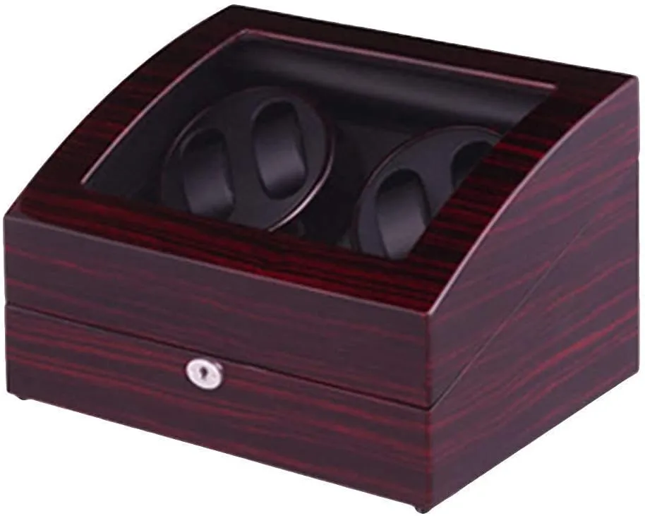 Watch Winder Box Handmade Wooden Watch Storage Case With Piano Paint And Quiet Motor,5 syllabus fearsome violate Rotation Modes Winding Case For Men And Women_Whit,Red_Black Automatic Watch Winder,Automatic 